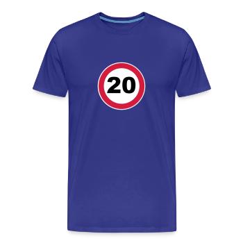 20th birthday / 20 / road sign - Men's Premium Organic T-Shirt - royal blue - Front - Damien (186cm)