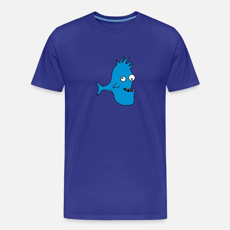 Stupid Crazy Comic Fish - Männer Premium Bio T-Shirt - Königsblau