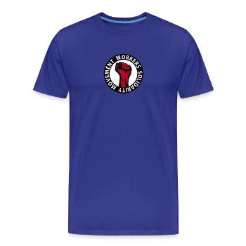 3 colors - Workers Solidarity Movement - Working - T-shirt bio Premium Homme - bleu roi - Devant - Damien (186cm)