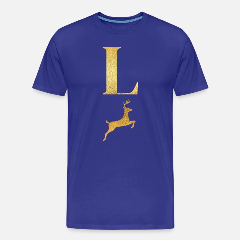 Buchstabe l Goldener Hirsch - Geschenkidee - Männer Premium Bio T-Shirt - Königsblau