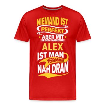 ALEX - Männer Premium Bio T-Shirt - Rot - Vorne - Damien (186cm)