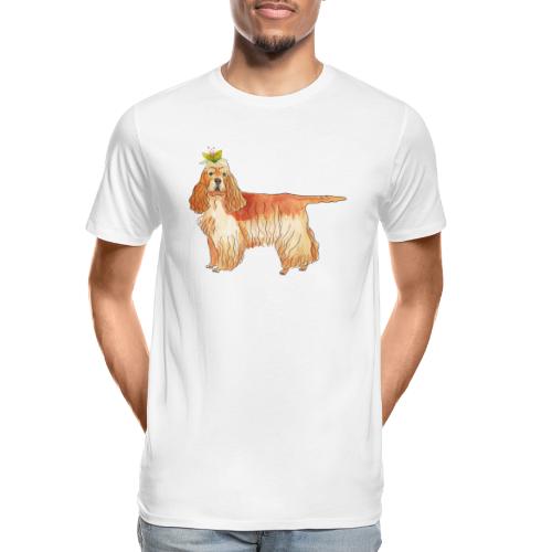 American cocker spaniel with flower - Herre Premium T-shirt økologisk
