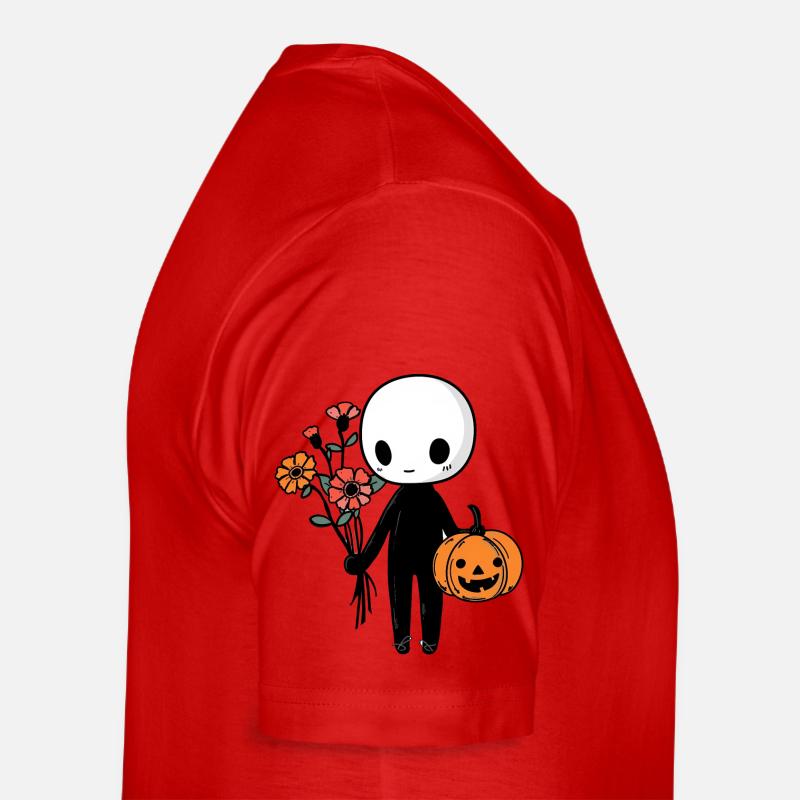 Fleurs minimalistes mignonnes d’Halloween et citrouille T-shirt bio Premium Homme