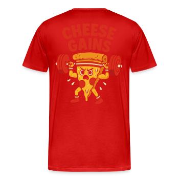 Käsig, kräftig, krass - Männer Premium Bio T-Shirt - Rot - Hinten - Damien (186cm)