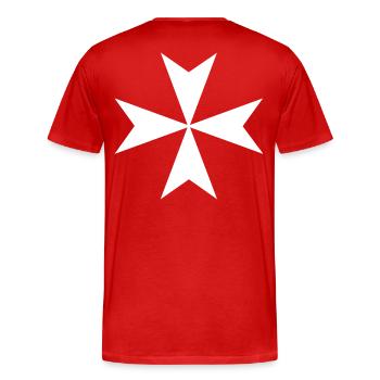 Croix de Malte - T-shirt bio Premium Homme - rouge - Dos - Damien (186cm)