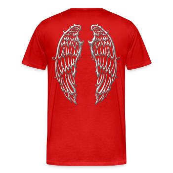 Grandes ailes, ailes d'ange, argent - T-shirt bio Premium Homme - rouge - Dos - Damien (186cm)