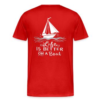 Sailing Sailing Boat Gift - Men's Premium Organic T-Shirt - red - Back - Damien (186cm)