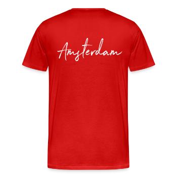 Amsterdam - Männer Premium Bio T-Shirt - Rot - Hinten - Damien (186cm)