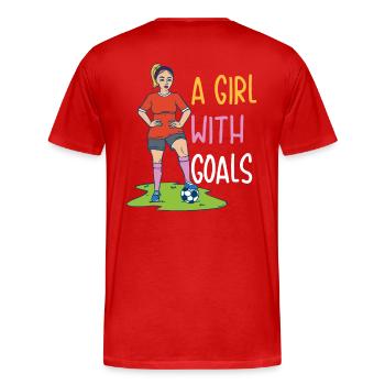 Cadeau football féminin - T-shirt bio Premium Homme - rouge - Dos - Damien (186cm)