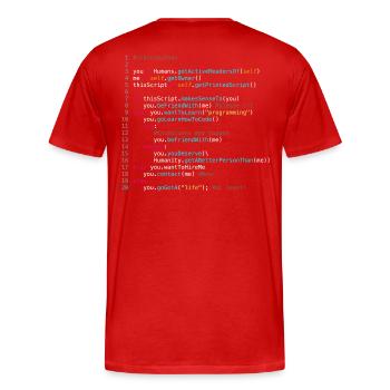Être amis avec les programmeurs (en Python) - T-shirt bio Premium Homme - rouge - Dos - Damien (186cm)
