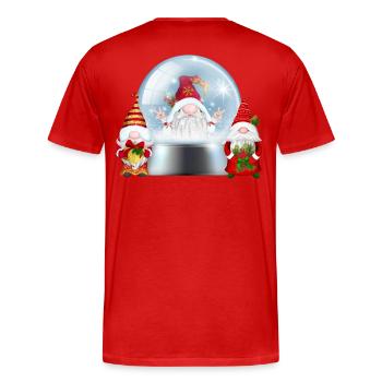 Schneekugel Santa Gnomes Jubel - Männer Premium Bio T-Shirt - Rot - Hinten - Damien (186cm)