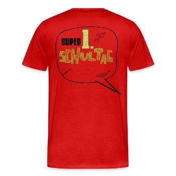 Erster Schultag Einschulung - Männer Premium Bio T-Shirt - Rot - Hinten - Damien (186cm)