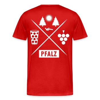 Pfälzer Mundart - Männer Premium Bio T-Shirt - Rot - Hinten - Damien (186cm)