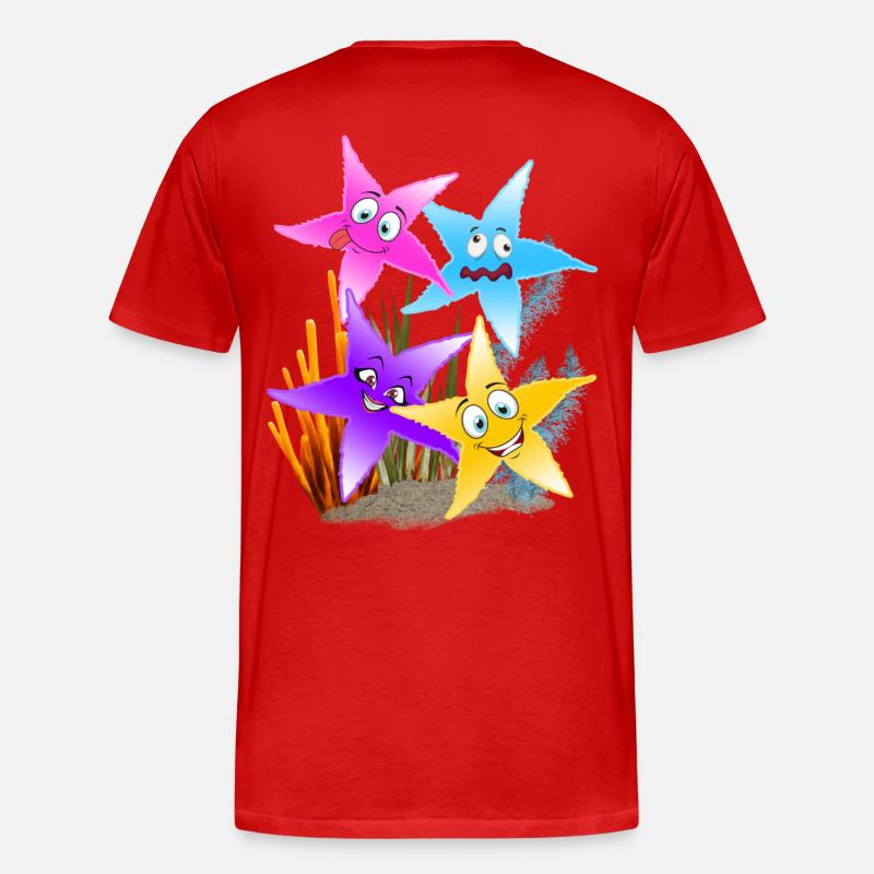 Buntes Seestern-Quartett Unterwasser - Männer Premium Bio T-Shirt - Rot