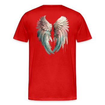 Engelsflügel - Männer Premium Bio T-Shirt - Rot - Hinten - Damien (186cm)