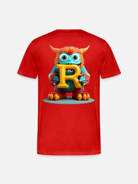 Bunter Monster mit Buchstabe R - Männer Premium Bio T-Shirt - Rot