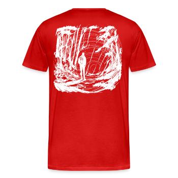 Let's go somewhere invert - Men's Premium Organic T-Shirt - red - Back - Damien (186cm)