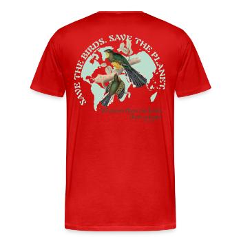 Save the birds. Save the planet. - Männer Premium Bio T-Shirt - Rot - Hinten - Damien (186cm)