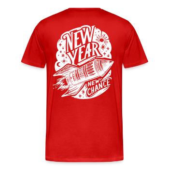 Fusée du Nouvel An Réveillon du Nouvel An Nouveau départ Nouvelle chance - T-shirt bio Premium Homme - rouge - Dos - Damien (186cm)
