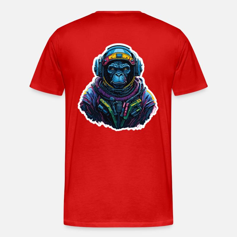 Gorilla-Astronaut Neon - Männer Premium Bio T-Shirt - Rot