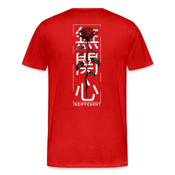 Indifferent Rose Japanische Schrift Edgy Aesthetic - Männer Premium Bio T-Shirt - Rot - Hinten - Damien (186cm)