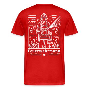 feuerwehrmann freiwillige feuerwehr verein feuer - Männer Premium Bio T-Shirt - Rot - Hinten - Damien (186cm)