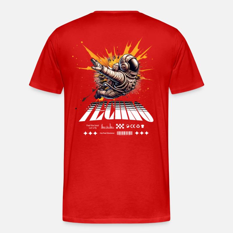 Astronaut im Sprayer-Splash Techno - Männer Premium Bio T-Shirt - Rot