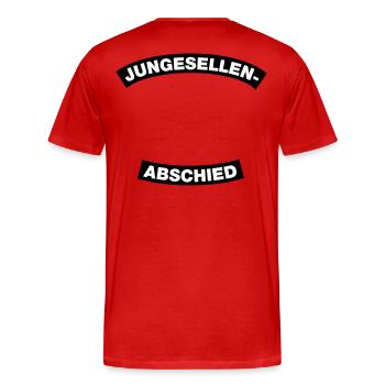 Junggesellenabschied Rahmen (JGA MC-Rocker-Design) - Männer Premium Bio T-Shirt - Rot - Hinten - Damien (186cm)