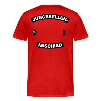 Junggesellenabschied Rahmen (JGA MC-Rocker-Design) - Männer Premium Bio T-Shirt - Rot - Hinten - Damien (186cm)
