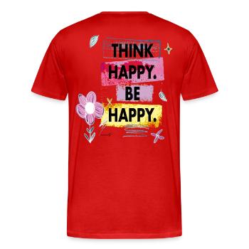 Think Happy, Be Happy - Men's Premium Organic T-Shirt - red - Back - Damien (186cm)
