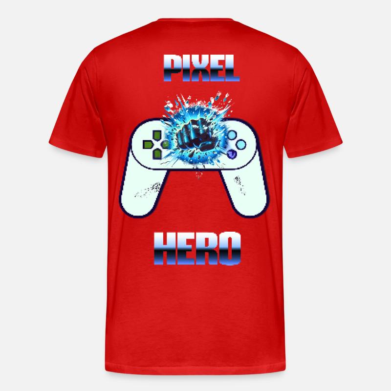 Pixel Hero - Retro Gaming Controller - Männer Premium Bio T-Shirt - Rot