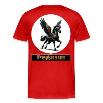 Pégase aux ailes noires - T-shirt bio Premium Homme - rouge - Dos - Damien (186cm)