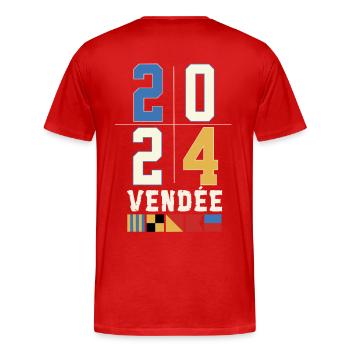 Régate autour du globe Vendée 2024 - T-shirt bio Premium Homme - rouge - Dos - Damien (186cm)