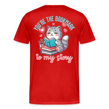 Du bist das Lesezeichen in meiner Geschichte - Männer Premium Bio T-Shirt - Rot - Hinten - Damien (186cm)