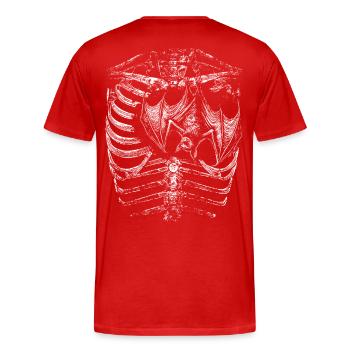 X-Ray Skelett Korpus mit Fledermaus - Männer Premium Bio T-Shirt - Rot - Hinten - Damien (186cm)
