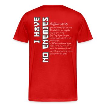 Ich habe keine Feinde - Glaubensdesign im japanischen Stil - Männer Premium Bio T-Shirt - Rot - Hinten - Damien (186cm)