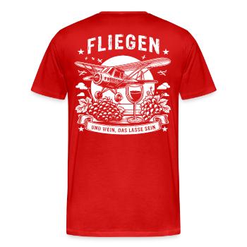 Fliegen und Wein das lasse sein - Männer Premium Bio T-Shirt - Rot - Hinten - Damien (186cm)