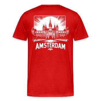 Design de chemise cool d’AMSTERDAM - T-shirt bio Premium Homme - rouge - Dos - Damien (186cm)