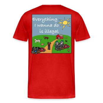 Meme Fashion Montres Gevene - T-shirt bio Premium Homme - rouge - Dos - Damien (186cm)
