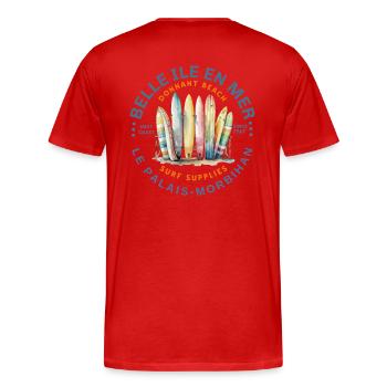 Surf Belle Ile en Mer Logo Circulaire - T-shirt bio Premium Homme - rouge - Dos - Damien (186cm)