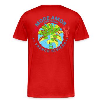 Tropische Palme Côte d'Azur - Männer Premium Bio T-Shirt - Rot - Hinten - Damien (186cm)