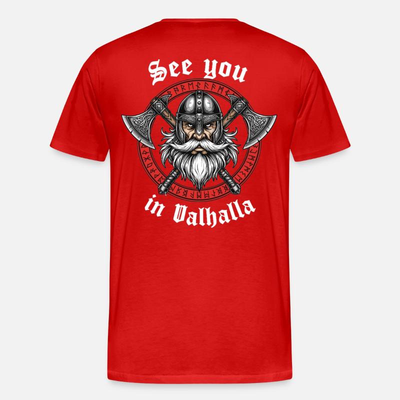Valhalla Viking Axes Logo - Männer Premium Bio T-Shirt - Rot