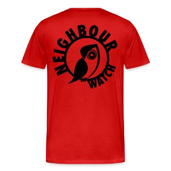 Surveillance des voisins – Urban Owl Surveillance Club - T-shirt bio Premium Homme - rouge - Dos - Damien (186cm)
