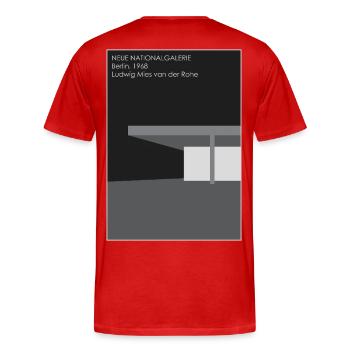 Moderne Architektur: National Galerie - Männer Premium Bio T-Shirt - Rot - Hinten - Damien (186cm)