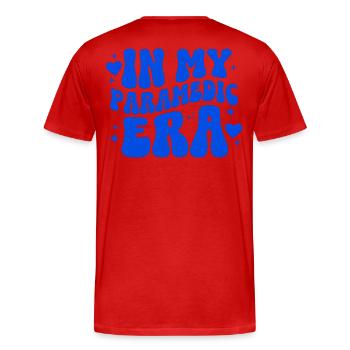 Paramedic Era Rettungsdienst Notfallsanitäter - Männer Premium Bio T-Shirt - Rot - Hinten - Damien (186cm)