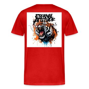Eternal Tiger Pose - Men's Premium Organic T-Shirt - red - Back - Damien (186cm)