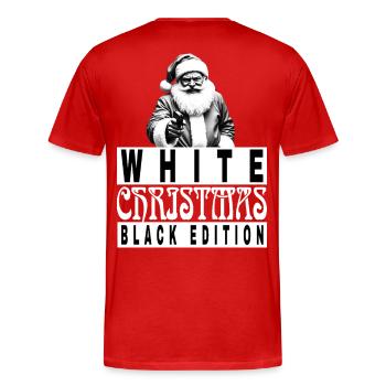 White Christmas Black Edition  - Männer Premium Bio T-Shirt - Rot - Hinten - Damien (186cm)