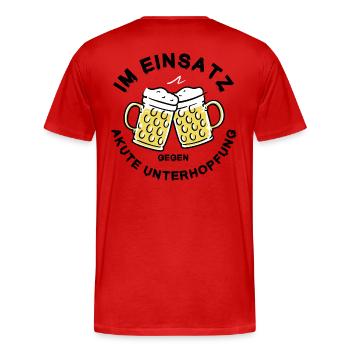 Déploiement de l’underhopping – Le dicton de la bière de table des habitués - T-shirt bio Premium Homme - rouge - Dos - Damien (186cm)