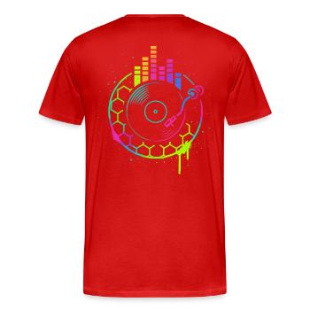 Musique Vinyle Platine DJ Equalizer Retro - T-shirt bio Premium Homme - rouge - Dos - Damien (186cm)