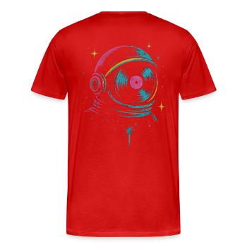 Space Vinyl Astronaut, son Cosmic DJ - T-shirt bio Premium Homme - rouge - Dos - Damien (186cm)